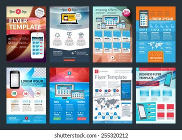 Set of abstract vector business flyer brochure design template