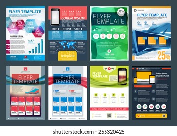 Set of abstract vector business flyer brochure design template