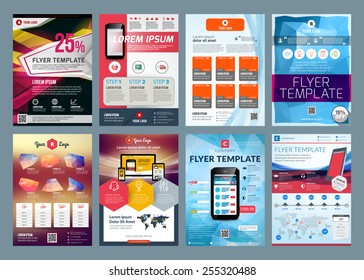 Set of abstract vector business flyer brochure design template