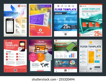 Set Of Abstract Vector Business Flyer Brochure Design Template