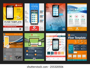 Set of abstract vector business flyer brochure design template