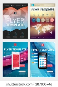 Set of Abstract Vector Business Flyer Brochure Design Templates