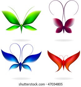 Set of abstract vector butterflies.