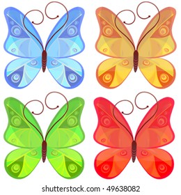 Set of abstract vector butterflies.