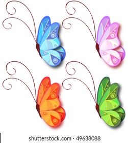 Set of abstract vector butterflies.