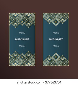 Set of abstract vector cards. Vector menu templates in luxury style.
