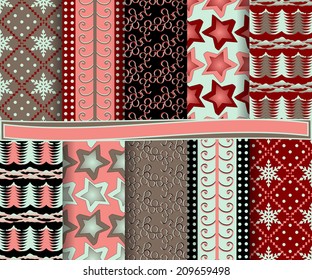 set of abstract vector Christmas paper for scrapbook