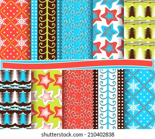 set of abstract vector Christmas paper for scrapbook
