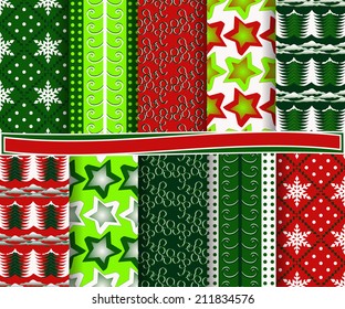 set of abstract vector Christmas paper for scrapbook