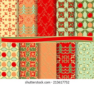  set of abstract vector Christmas paper for scrapbook