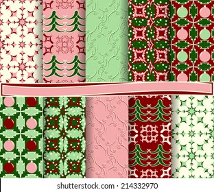  set of abstract vector Christmas paper for scrapbook