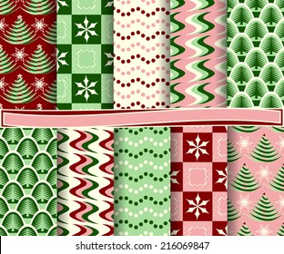 set of abstract vector Christmas paper for scrapbook