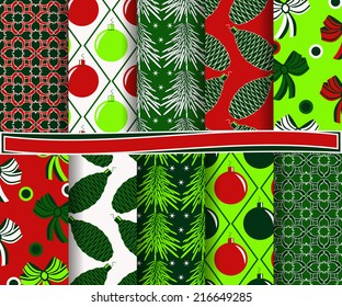  set of abstract vector Christmas paper for scrapbook