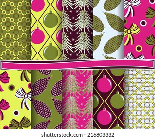  set of abstract vector Christmas paper for scrapbook