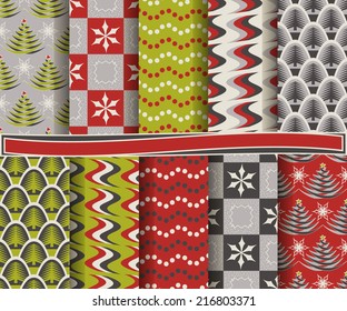 set of abstract vector Christmas paper for scrapbook