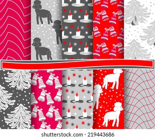 set of abstract vector Christmas paper for scrapbook