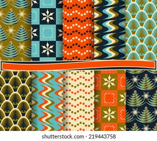 set of abstract vector Christmas paper for scrapbook
