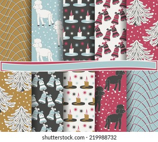 set of abstract vector Christmas paper for scrapbook