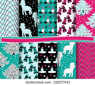 set of abstract vector Christmas paper for scrapbook