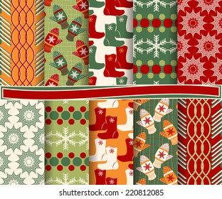 set of abstract vector Christmas paper for scrapbook