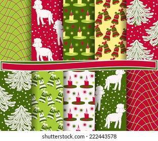 set of abstract vector Christmas paper for scrapbook