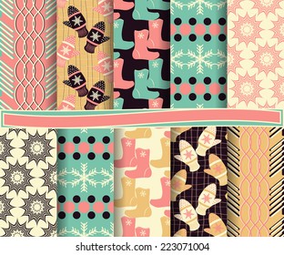 set of abstract vector Christmas paper for scrapbook