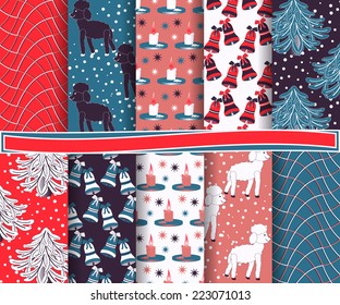 set of abstract vector Christmas paper for scrapbook
