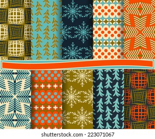 set of abstract vector Christmas paper for scrapbook