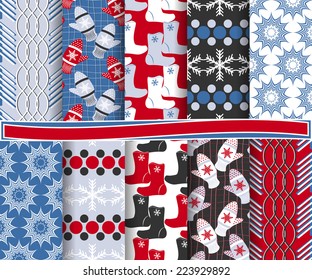 set of abstract vector Christmas paper for scrapbook