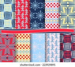 set of abstract vector Christmas paper for scrapbook