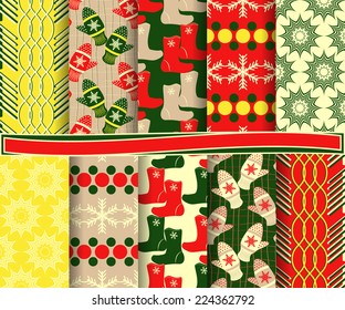 set of abstract vector Christmas paper for scrapbook