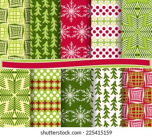 set of abstract vector Christmas paper for scrapbook