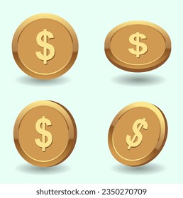Satz abstrakter Vektormünzen mit Dollarzeichen