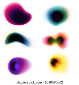Set of abstract vector colorful blurred shapes isolated on white background. Trendy vibrant template for design cover, poster, banner. Modern collection gradient form.