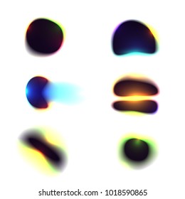 Set of abstract vector colorful blurred shapes isolated on white background. Trendy vibrant template for design cover, poster, banner. Modern collection gradient form.