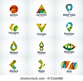 Set of abstract vector company business logo icons popular web concepts