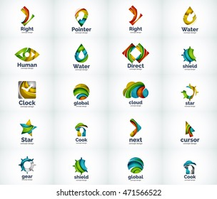 Set of abstract vector company business logo icons popular web concepts