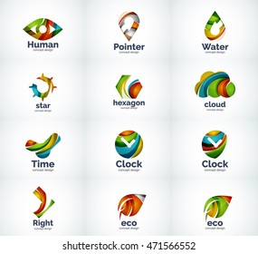 Set of abstract vector company business logo icons popular web concepts