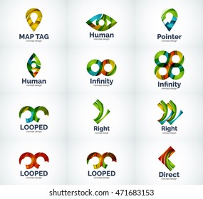 Set of abstract vector company business logo icons popular web concepts