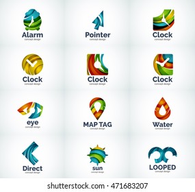 Set of abstract vector company business logo icons popular web concepts