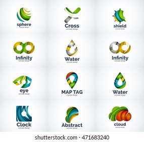Set of abstract vector company business logo icons popular web concepts