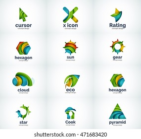 Set of abstract vector company business logo icons popular web concepts