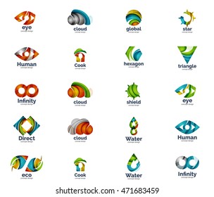 Set of abstract vector company business logo icons popular web concepts