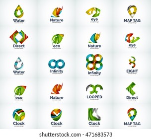 Set of abstract vector company business logo icons popular web concepts