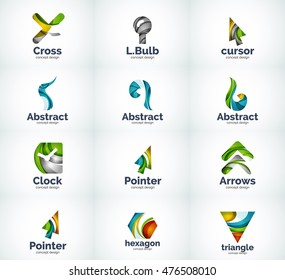 Set of abstract vector company business logo icons: popular web concepts