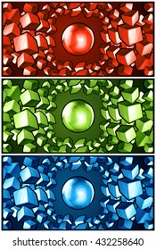 Set of abstract vector composition with cubes and sphere in perspective
