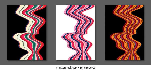Set of abstract vector covers with colorful fluid wavy shape. Templates for flyers, leaflets, posters and other.