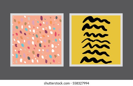 Set of abstract vector creative handmade greeting cards.