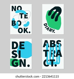 Set of abstract vector design brochure, notebook, diary or personal planner cover templates. Abstract organic shapes and outlines. A4 format.