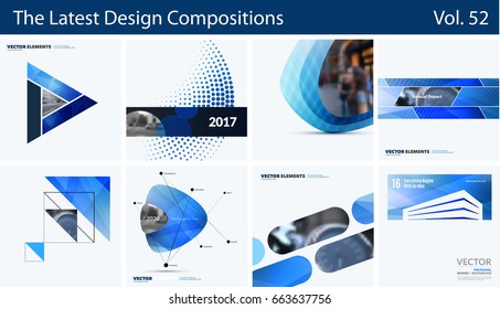 Set of Abstract vector design elements for graphic layout. Modern business background template